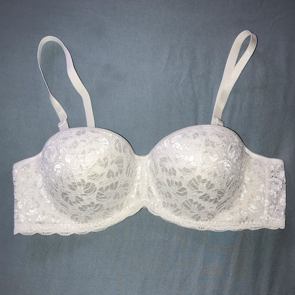 Elena Intimates Lace Strapless Bra in White
